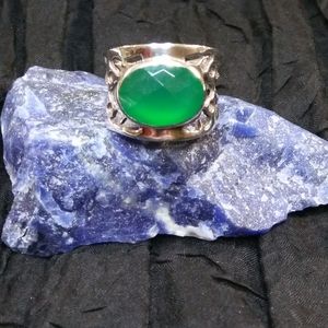 Sterling and Green Gemstone Ring